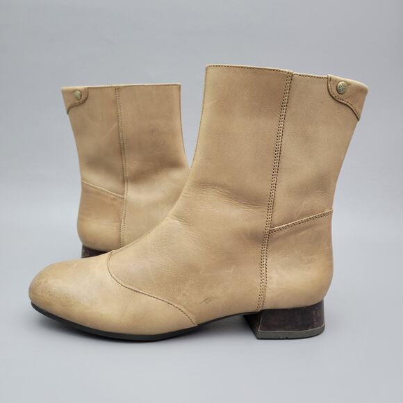 Bussola Size 39/8.5 Caramel Leather Ankle Boots Booties Lined Comfort Side Zip - Picture 4 of 13
